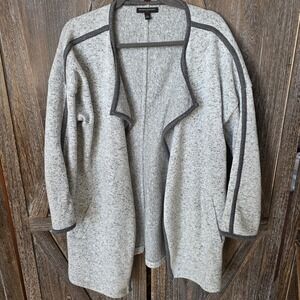 Banana Republic Jacket Women's Size Large Heather Gray Knit Pocketed‎ Open Front